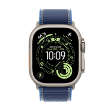 Apple Watch Ultra 3 GPS + Cellular, 49 mm Titangehäuse Natur, Trail Loop Blau/Hellblau - S/M