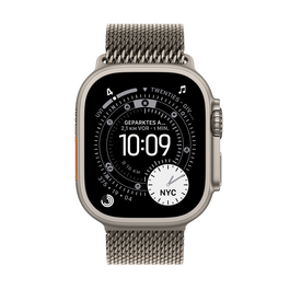 Apple Watch Ultra 3 GPS + Cellular, 49 mm Titangehäuse Natur, Milanaise Armband Titan Natur - Medium