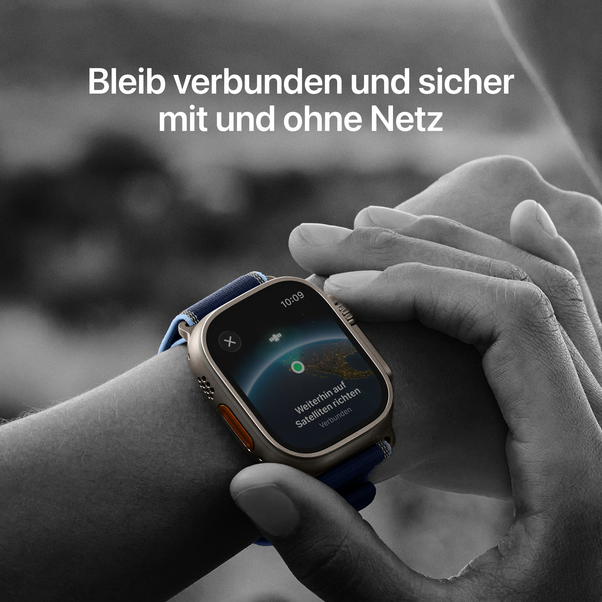 Apple Watch Ultra 3 GPS + Cellular, 49 mm Titangehäuse Schwarz, Trail Loop Schwarz/Kohlegrau - S/M