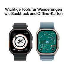Apple Watch Ultra 3 GPS + Cellular, 49 mm Titangehäuse Schwarz, Trail Loop Schwarz/Kohlegrau - S/M