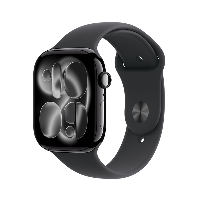 Apple Watch Series 11 GPS, 46 mm Aluminiumgehäuse Diamantschwarz, Sportarmband Schwarz - M/L