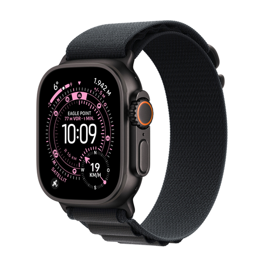 Apple Watch Ultra 3 GPS + Cellular, 49 mm Titangehäuse Schwarz, Alpine Loop Schwarz - Small
