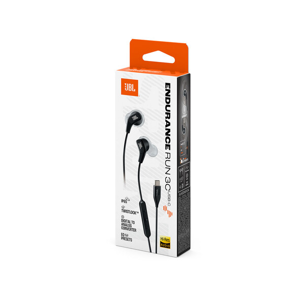 JBL Endurance RUN 3C, In-Ear-Sport-Kopfhörer mit Kabel, schwarz