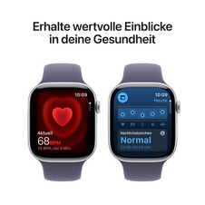 Apple Watch Series 11 GPS, 46 mm Aluminiumgehäuse Silber, Sportarmband Nebelviolett - M/L