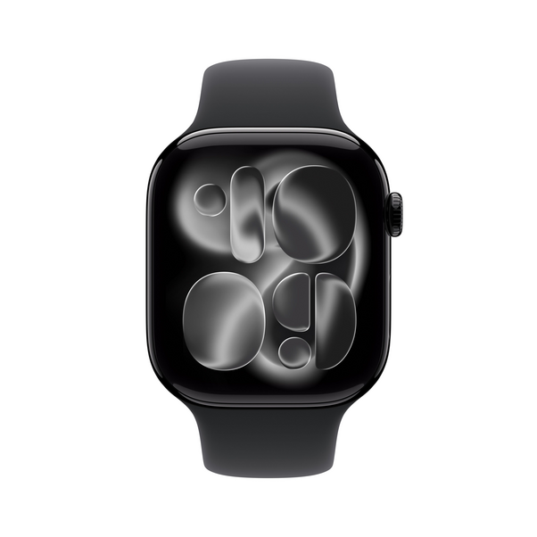 Sie sehen das Produktbild 02 von Apple Watch Series 11 GPS, 46 mm Aluminiumgehäuse Diamantschwarz, Sportarmband Schwarz - S/M Apple Watch Series 11 GPS, 46 mm Aluminiumgehäuse Diamantschwarz, Sportarmband Schwarz - S/M