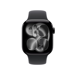 Apple Watch Series 11 GPS, 42 mm Aluminiumgehäuse Diamantschwarz, Sportarmband Schwarz - S/M