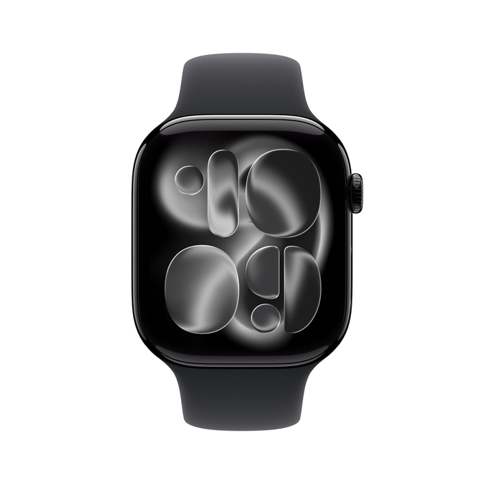 Sie sehen das Produktbild 02 von Apple Watch Series 11 GPS, 46 mm Aluminiumgehäuse Diamantschwarz, Sportarmband Schwarz - M/L Apple Watch Series 11 GPS, 46 mm Aluminiumgehäuse Diamantschwarz, Sportarmband Schwarz - M/L