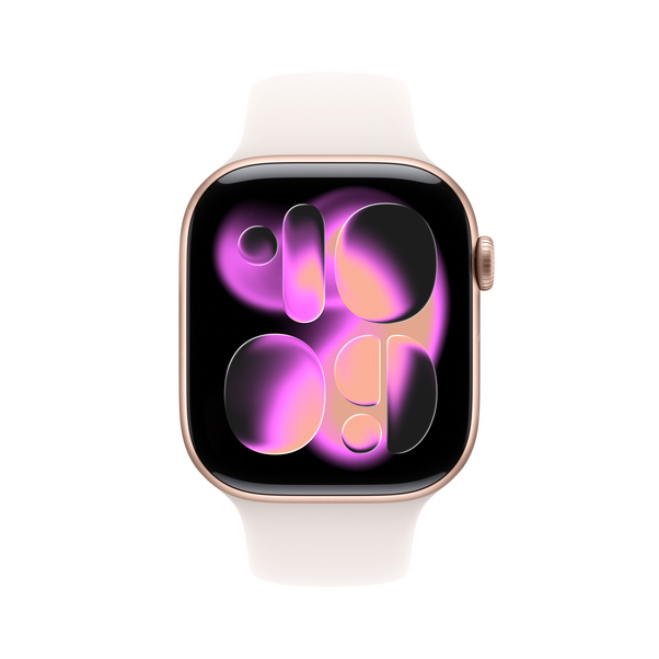 Apple Watch Series 11 GPS, 46 mm Aluminiumgehäuse Roségold, Sportarmband Blassrosa - M/L