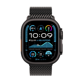 Apple Watch Ultra 2 GPS + Cellular, Titan schwarz, 49mm mit Milanaise-Armband, Titan schwarz - S&gt;