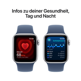 Apple Watch SE GPS, Aluminium silber, 40mm mit Sportarmband, denim - S/M&gt;