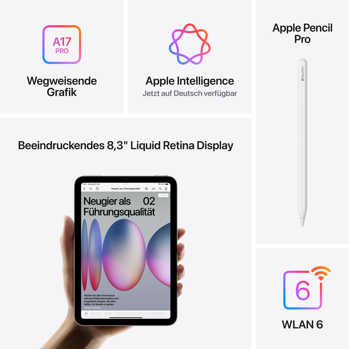 iPad mini Wi-Fi, 512GB, polarstern, 8,3&quot; (7. Gen.)