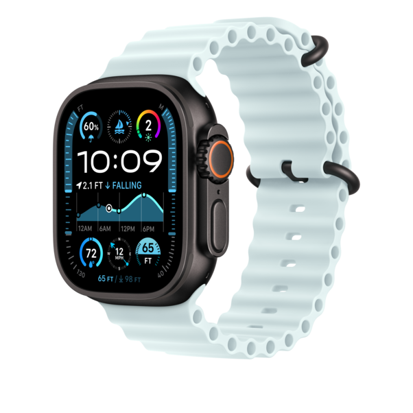 Apple Watch 49mm Verlängerung Ocean-Armband, kristallblau - Gehäusefarbe schwarz