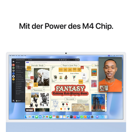 iMac 24&quot; mit 4.5K Retina Display, M4 Chip 8-Core CPU und 8-Core GPU, 16GB, 256GB SSD, blau