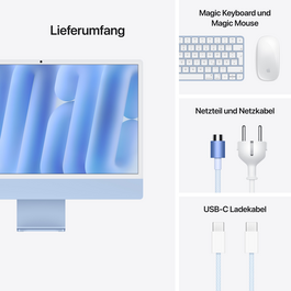 iMac 24&quot; mit 4.5K Retina Display, M4 Chip 8-Core CPU und 8-Core GPU, 16GB, 256GB SSD, blau