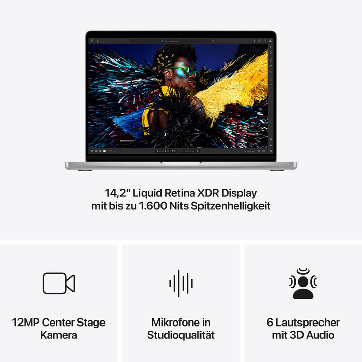 MacBook Pro 14&quot; mit M4 Pro Chip, 12-Core CPU und 16-Core GPU, 24GB, 512GB SSD, silber
