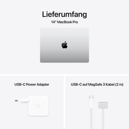 MacBook Pro 14&quot; mit M4 Pro Chip, 12-Core CPU und 16-Core GPU, 24GB, 512GB SSD, silber