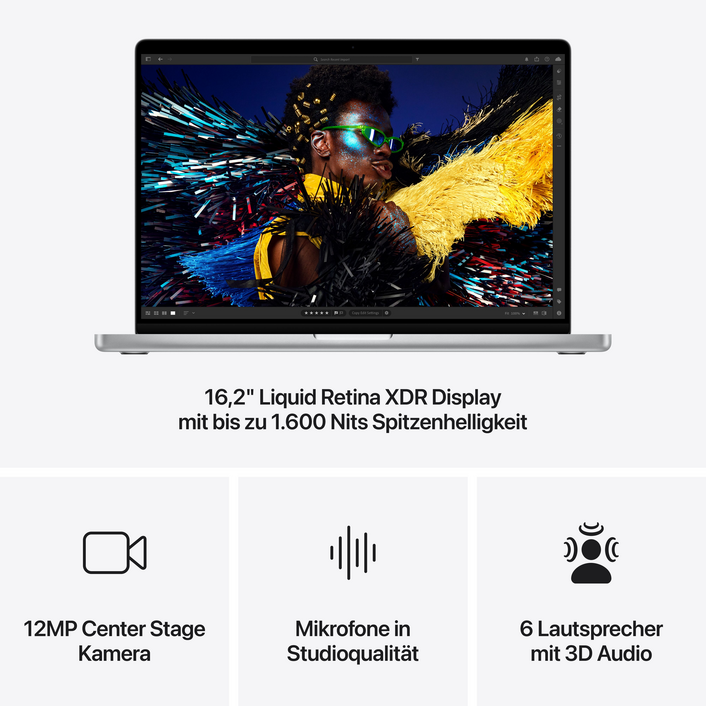 MacBook Pro 16&quot; mit M4 Pro Chip, 14-Core CPU und 20-Core GPU, 48GB, 512GB SSD, silber