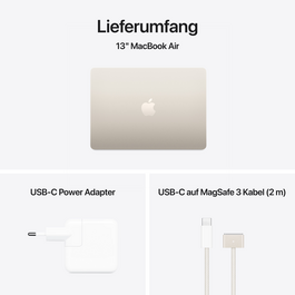 MacBook Air 13" mit M4 Chip, 10-Core CPU und 8-Core GPU, 16GB, 256GB SSD, polarstern