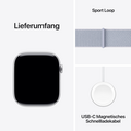 Apple Watch Series 10 GPS + Cellular, Aluminium silber, 46mm mit Sport Loop, wolkenblau&gt;