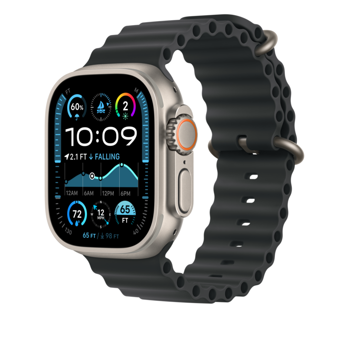 Apple Watch 49mm Verlängerung Ocean-Armband, schwarz - Gehäusefarbe natur