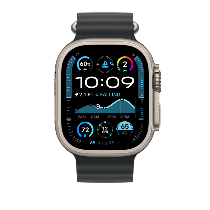 Apple Watch 49mm Verlängerung Ocean-Armband, schwarz - Gehäusefarbe natur
