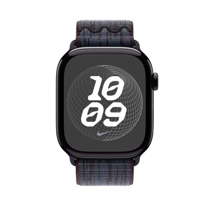 Sie sehen das Produktbild 06 von Apple Watch 46mm Nike Sport Loop, schwarz/blau Apple Watch 46mm Nike Sport Loop, schwarz/blau