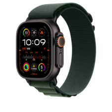 Apple Watch 49mm Alpin-Loop, dunkelgrün - large - Gehäusefarbe schwarz
