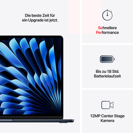 MacBook Air 15" mit M4 Chip, 10-Core CPU und 10-Core GPU, 16GB, 512GB SSD, mitternacht