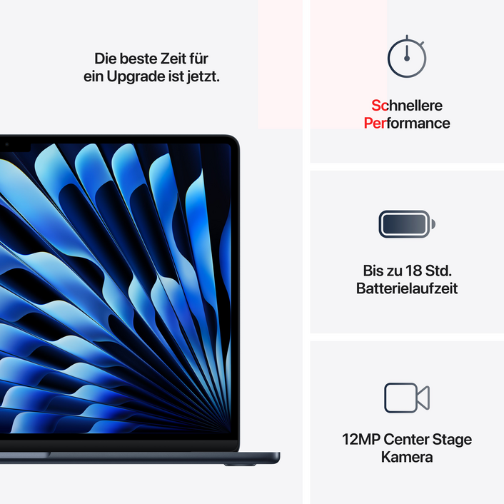 MacBook Air 15" mit M4 Chip, 10-Core CPU und 10-Core GPU, 16GB, 512GB SSD, mitternacht