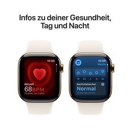 Apple Watch Series 10 GPS + Cellular, Titan gold, 42mm mit Sportarmband, polarstern - M/L&gt;