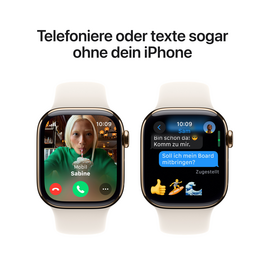 Apple Watch Series 10 GPS + Cellular, Titan gold, 42mm mit Sportarmband, polarstern - M/L&gt;