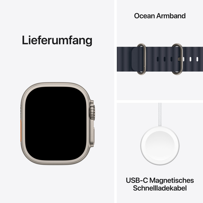 Apple Watch Ultra 2 GPS + Cellular, Titan natur, 49mm mit Ocean-Armband, blau&gt;