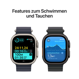 Apple Watch Ultra 2 GPS + Cellular, Titan schwarz, 49mm mit Trail-Armband, schwarz - S/M>