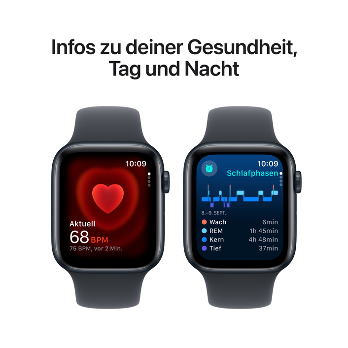 Apple Watch SE GPS + Cellular, Aluminium mitternacht, 44mm mit Sportarmband, mitternacht - M/L