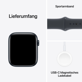 Apple Watch SE GPS + Cellular, Aluminium mitternacht, 44mm mit Sportarmband, mitternacht - M/L