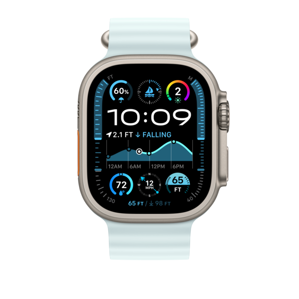 Apple Watch 49mm Ocean-Armband, kristallblau - Gehäusefarbe natur