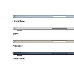 Sie sehen das Produktbild 03 von MacBook Air 15" mit M4 Chip, 10-Core CPU und 10-Core GPU, 16GB, 256GB SSD, himmelblau> MacBook Air 15" mit M4 Chip, 10-Core CPU und 10-Core GPU, 16GB, 256GB SSD, himmelblau>
