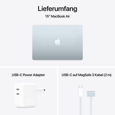 MacBook Air 15" mit M4 Chip, 10-Core CPU und 10-Core GPU, 16GB, 256GB SSD, himmelblau>