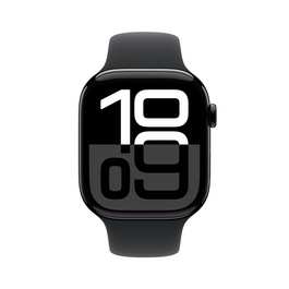 Apple Watch Series 10 GPS, Aluminium diamantschwarz, 46mm mit Sportarmband, schwarz - M/L>