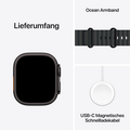 Apple Watch Ultra 2 GPS + Cellular, 49 mm Titangehäuse Schwarz, Ocean Armband Schwarz