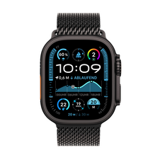 Apple Watch Ultra 2 GPS + Cellular, Titan schwarz, 49mm mit Milanaise-Armband, Titan schwarz - M>