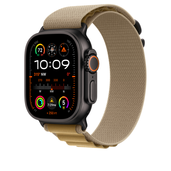 Apple Watch 49mm Alpin-Loop, mandel - medium - Gehäusefarbe schwarz