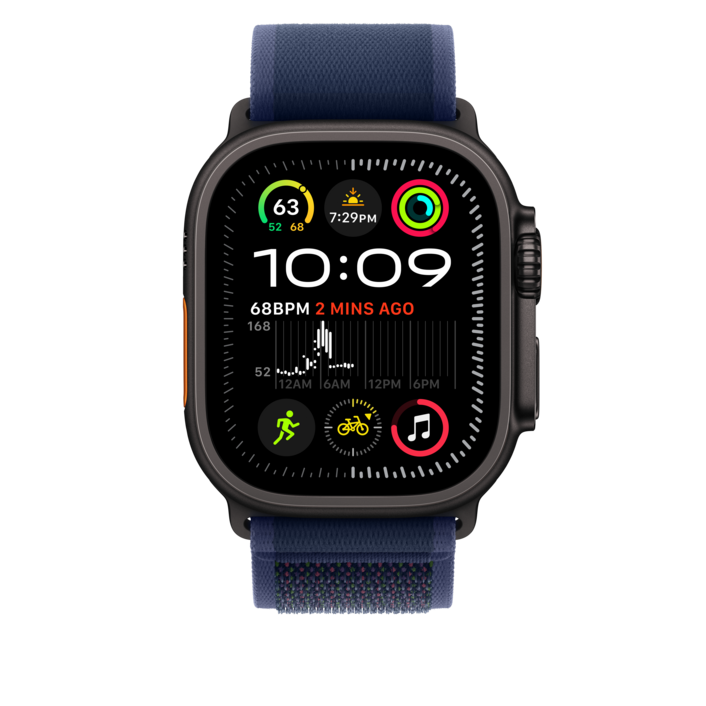 Apple Watch 49mm Trail-Loop, blau - M/L - Gehäusefarbe schwarz