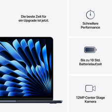 MacBook Air 13" mit M4 Chip, 10-Core CPU und 8-Core GPU, 16GB, 256GB SSD, mitternacht>