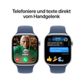 Apple Watch Series 10 GPS, Aluminium silber, 46mm mit Sportarmband, denim - M/L>