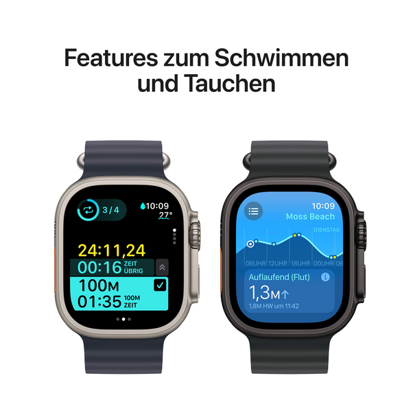 Apple Watch Ultra 2 GPS + Cellular, Titan natur, 49mm mit Trail-Armband, blau - S/M>