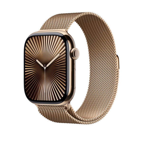 Sie sehen das Produktbild 03 von Apple Watch 46mm Milanaise-Armband, gold - S/M Apple Watch 46mm Milanaise-Armband, gold - S/M