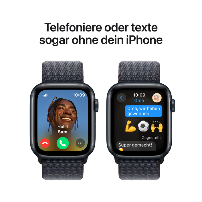 Apple Watch SE GPS + Cellular, Aluminium mitternacht, 44mm mit Sport Loop, tinte&gt;