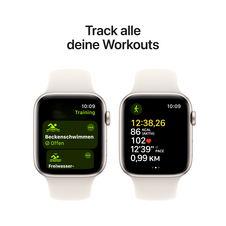 Apple Watch SE GPS + Cellular, Aluminium polarstern, 44mm mit Sportarmband, polarstern - M/L>
