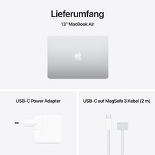 MacBook Air 13" mit M4 Chip, 10-Core CPU und 10-Core GPU, 16GB, 512GB SSD, silber